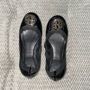 Tory Burch Gold & Black Flats